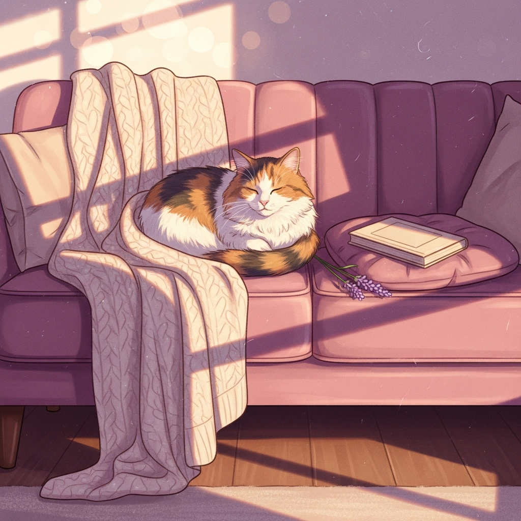 소파 위의 고양이형